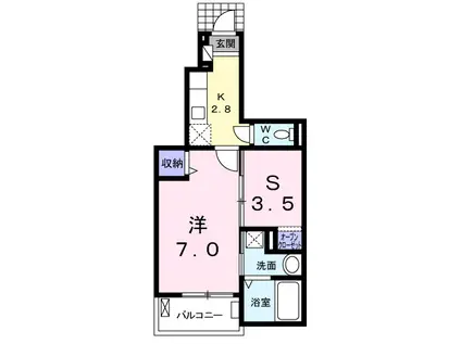 カーサフェリーチェDS(1SK/1階)の間取り写真