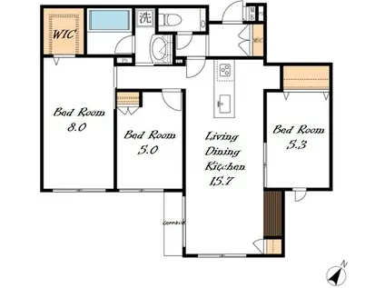 セレニティー本山(3LDK/1階)の間取り写真