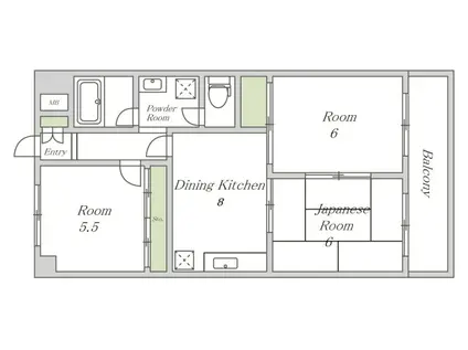 パレス丸山(2LDK/1階)の間取り写真