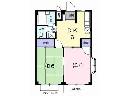 ルネッサンス立田(2DK/2階)の間取り写真