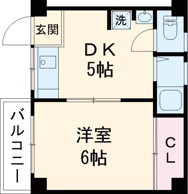 リバープール新田(1DK/2階)の間取り写真