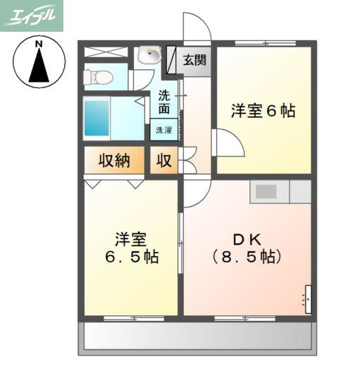 ライツェントプラッツ(2DK/1階)の間取り写真
