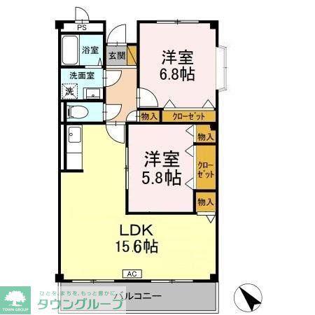 アーバンヒルズ(2LDK/2階)の間取り写真