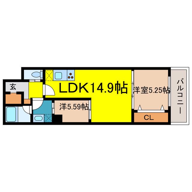 GLAM STELLA松屋町(1SLDK/5階)の間取り写真