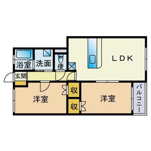 石橋ビル(2LDK/4階)の間取り写真