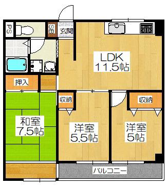 セルバ山本II(3LDK/3階)の間取り写真