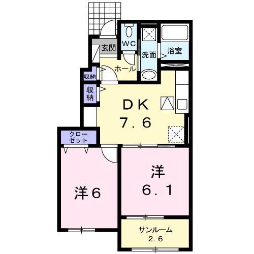REST HOUSEIII B(2DK/1階)の間取り写真