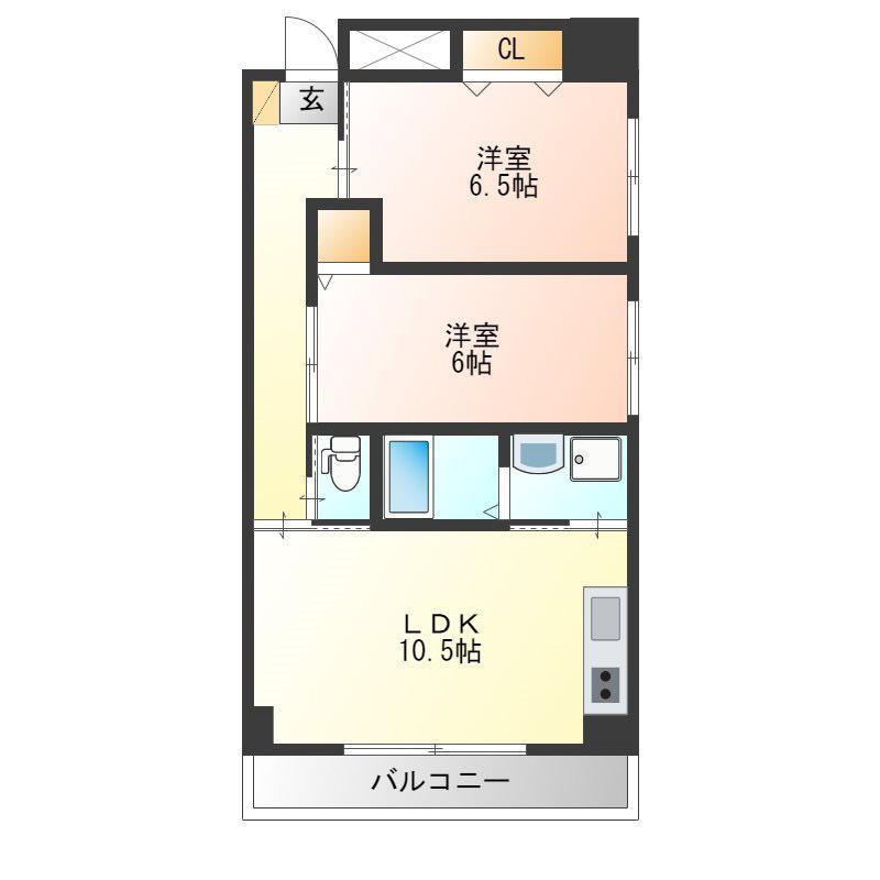 LOTUS MARSH元今泉(2LDK/3階)の間取り写真
