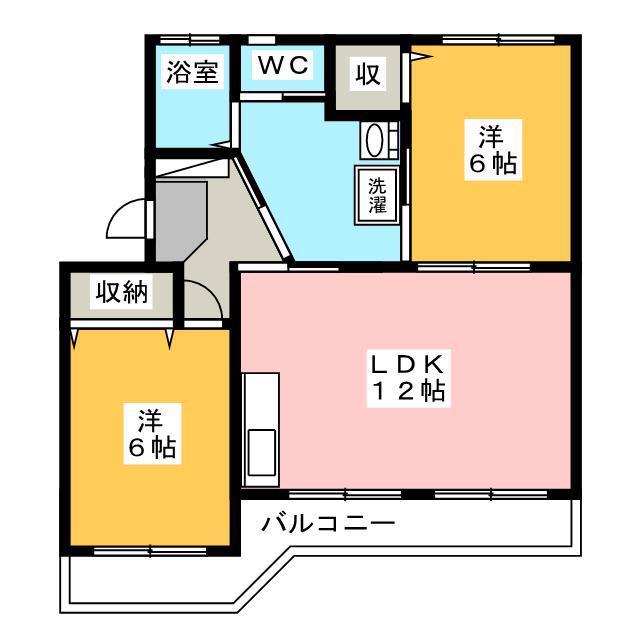 神谷マンション(2LDK/2階)の間取り写真