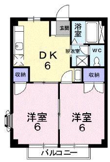 サンハイツ近田A(2DK/2階)の間取り写真