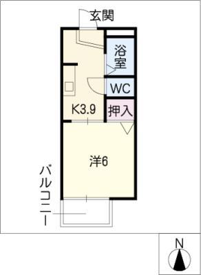エクシブIII(1K/1階)の間取り写真