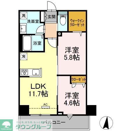 GRAND SOLEIL(2LDK/1階)の間取り写真