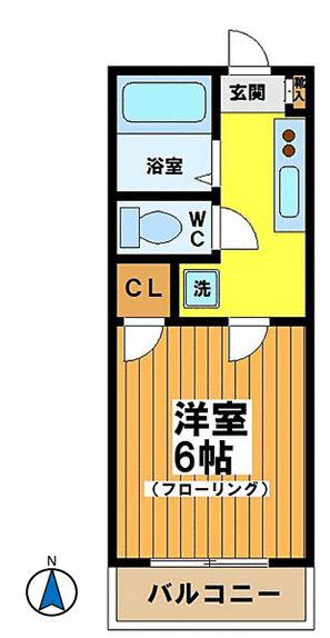 ウィステリア和泉(1K/2階)の間取り写真