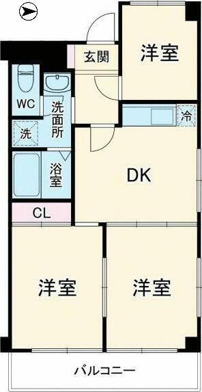 グランディール(3DK/3階)の間取り写真