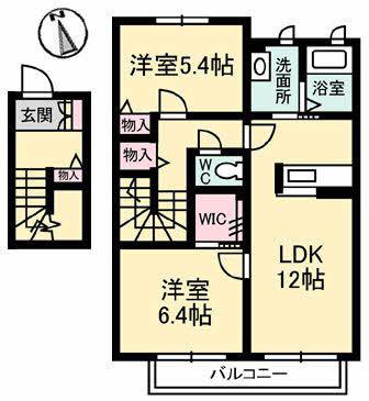 シャーメゾンリヴェール(2LDK/2階)の間取り写真
