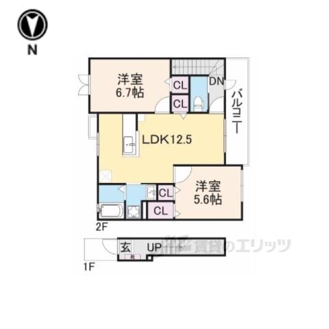 ジェルメ(2LDK/2階)の間取り写真