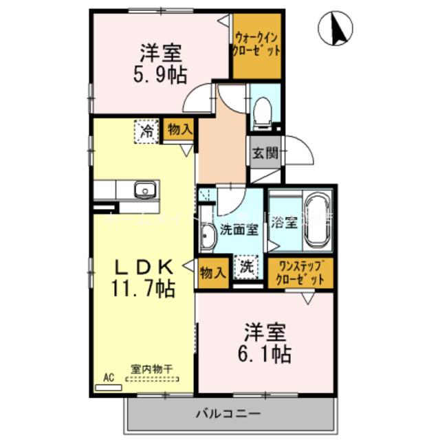 D-ROOMOMODAKA B棟(2LDK/2階)の間取り写真