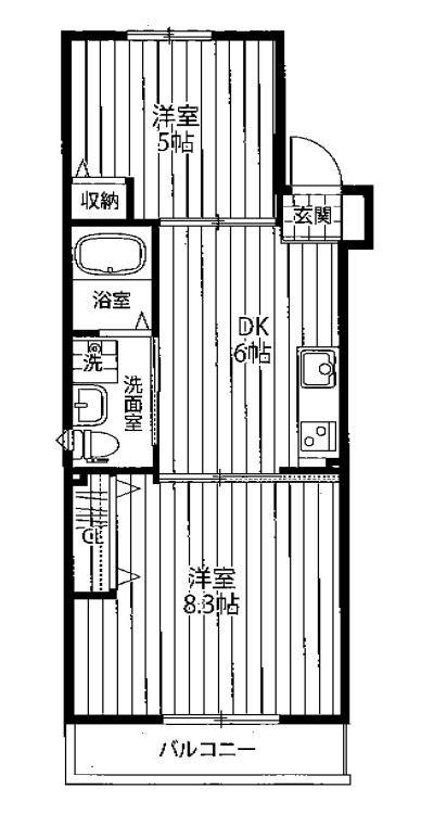 パインヒル17(2DK/1階)の間取り写真