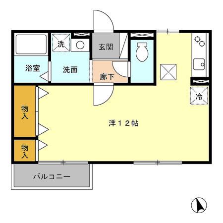 アミティエ(ワンルーム/1階)の間取り写真