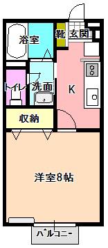 セジュール東鼎B(1K/1階)の間取り写真