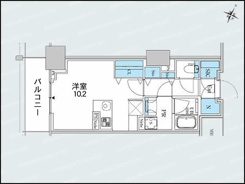ロイヤルパークスER万代(ワンルーム/6階)の間取り写真