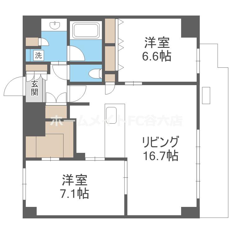 ミラージュパレス天王寺堀越町(2LDK/8階)の間取り写真