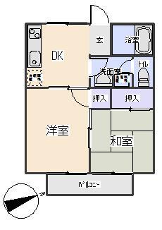 ハウスエイト(2DK/2階)の間取り写真