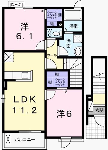 ペール・メゾンA(2LDK/2階)の間取り写真