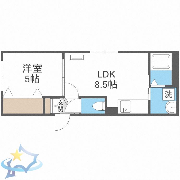 HARMONY TERRACE(1LDK/3階)の間取り写真