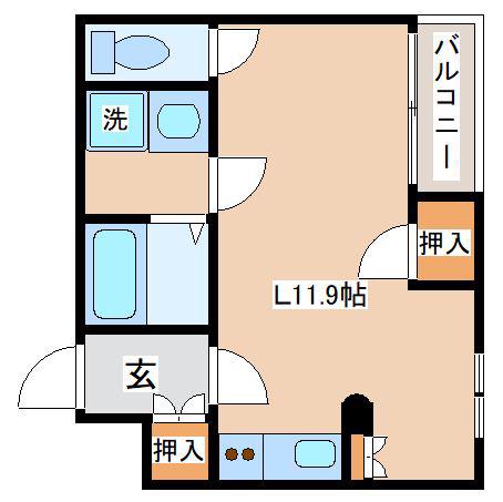 平野レジデンス(ワンルーム/1階)の間取り写真