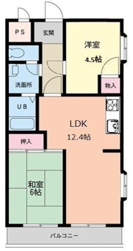 榎本第二コーポラス(2LDK/3階)の間取り写真