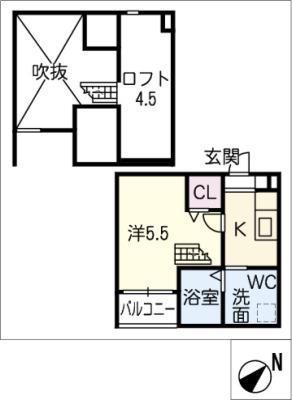 LUCE(1K/2階)の間取り写真