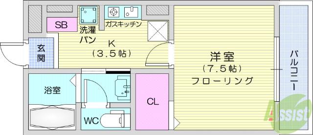 センプリーチェ(1K/2階)の間取り写真