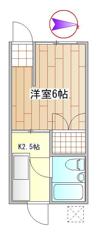 シャトルM(1K/1階)の間取り写真
