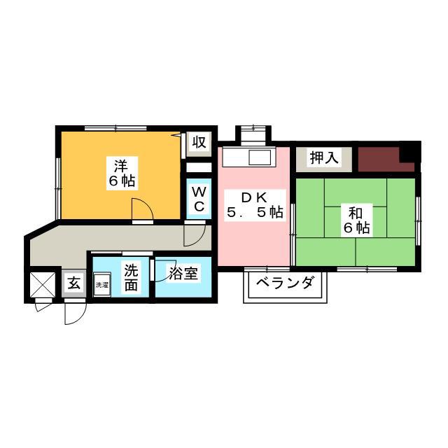 シャンブル28(2DK/2階)の間取り写真