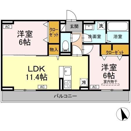 カサヴェール(2LDK/3階)の間取り写真