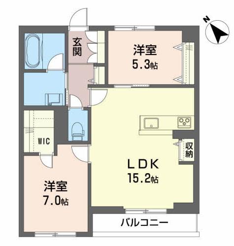 BEREO高森(2LDK/2階)の間取り写真