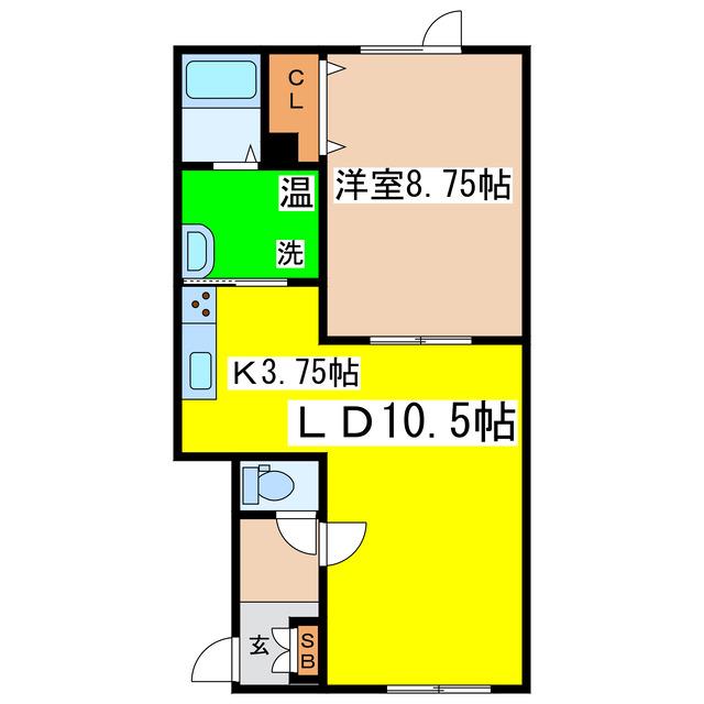 CUORE(1LDK/2階)の間取り写真