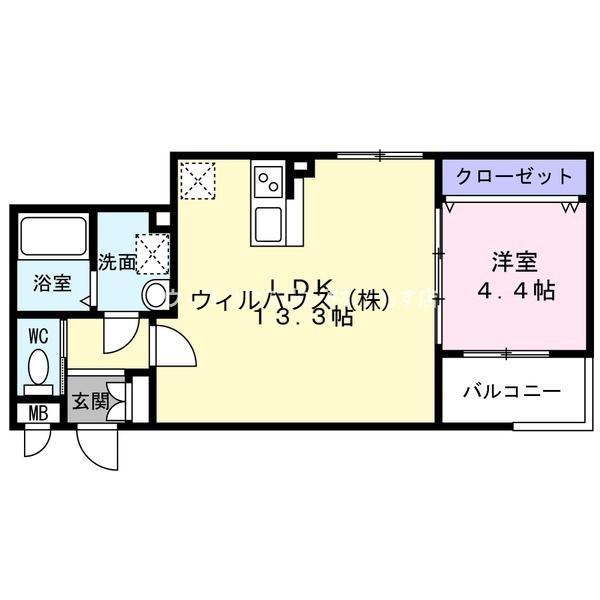 ALIVIO堺高松(1LDK/1階)の間取り写真