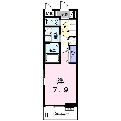 プレアデス(1K/2階)の間取り写真