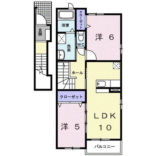 エバーグリーン(2LDK/2階)の間取り写真