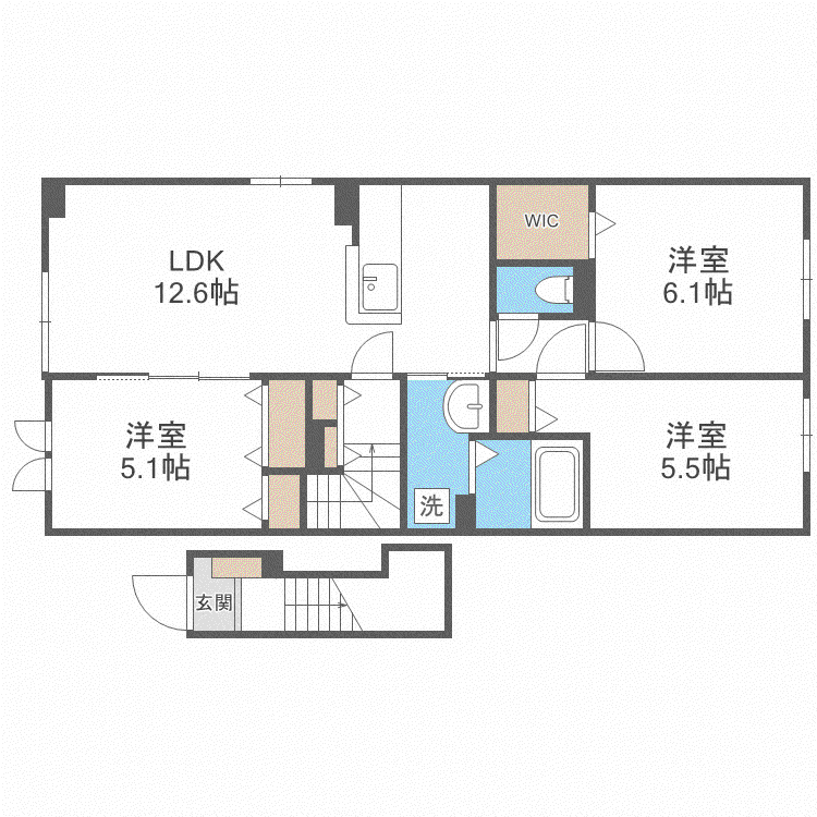 フィオーレ・カーサ(3LDK/2階)の間取り写真