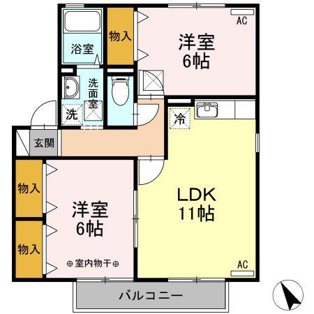 エクセル・スウィートII(2LDK/1階)の間取り写真