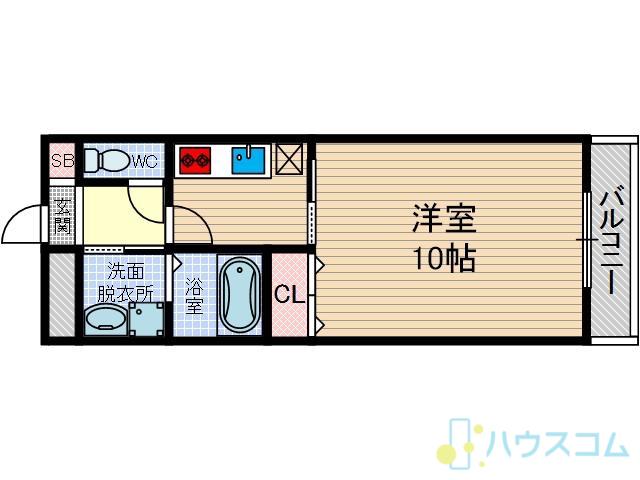 アンプルールクラージュ ウエスト ヒルズ(1K/2階)の間取り写真