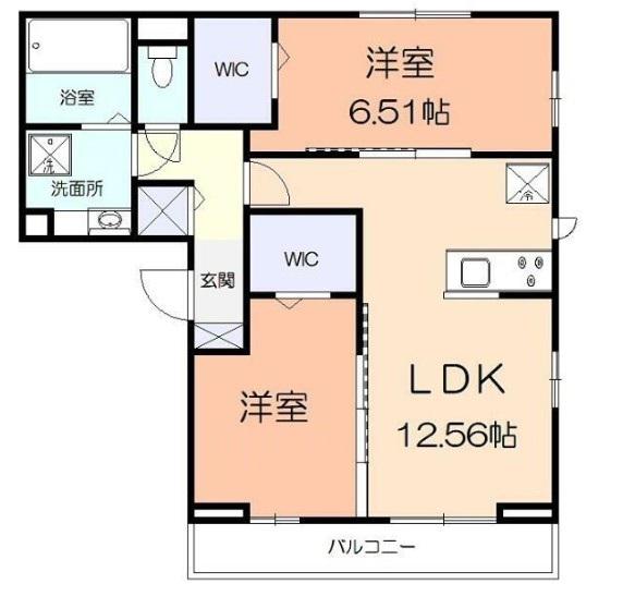 COURT ESPERANZA(2LDK/2階)の間取り写真