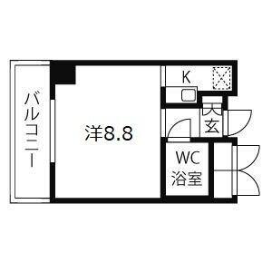 ライオンズマンション神戸西元町(1K/7階)の間取り写真