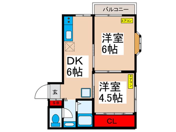 ドミール小台(2DK/2階)の間取り写真