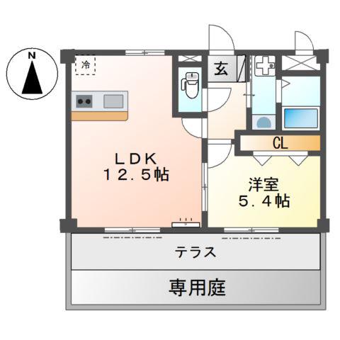 サクシード3(1LDK/1階)の間取り写真
