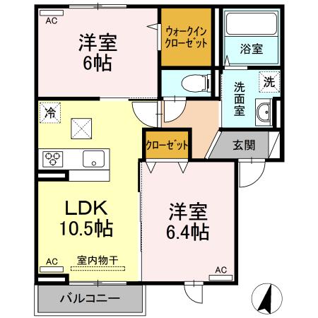 カーサ モエハ(2LDK/2階)の間取り写真
