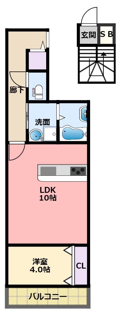 パロス苦楽園(1LDK/2階)の間取り写真